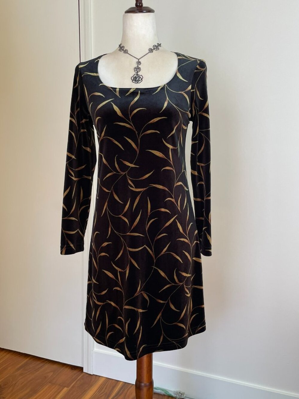 90s Vintage Whimysgoth Stretch Velvet Dress, Small
